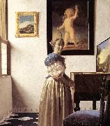 VERMEER VAN DELFT, Jan Lady Standing at a Virginal er oil painting on canvas